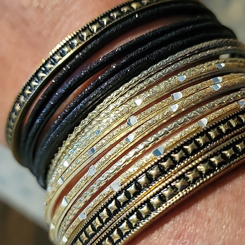 Metal bangles bracelets:  15 in total